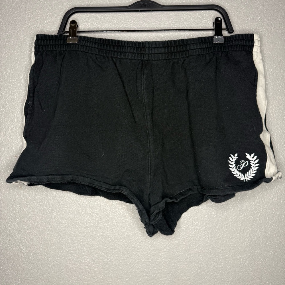 PINK Victoria Secret Black Women's Athletic Lounge Shorts with White Crest- XXL